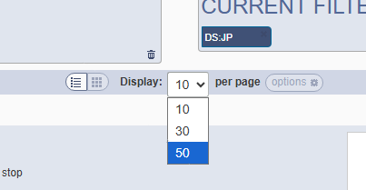 表示件数を50に設定